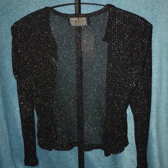 Sheer Sparkly Cardigan Sweater w Diamond Buttons - Picture 2 of 5